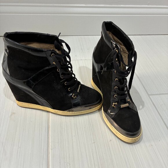 Jimmy Choo Shoes - Jimmy Choo Wedge Suede and patent Leather Boots Size 41